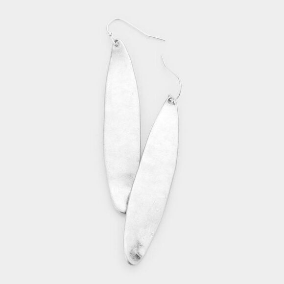 5/$25 Silver Metal Oval Dangle Earrings - Picture 1 of 6
